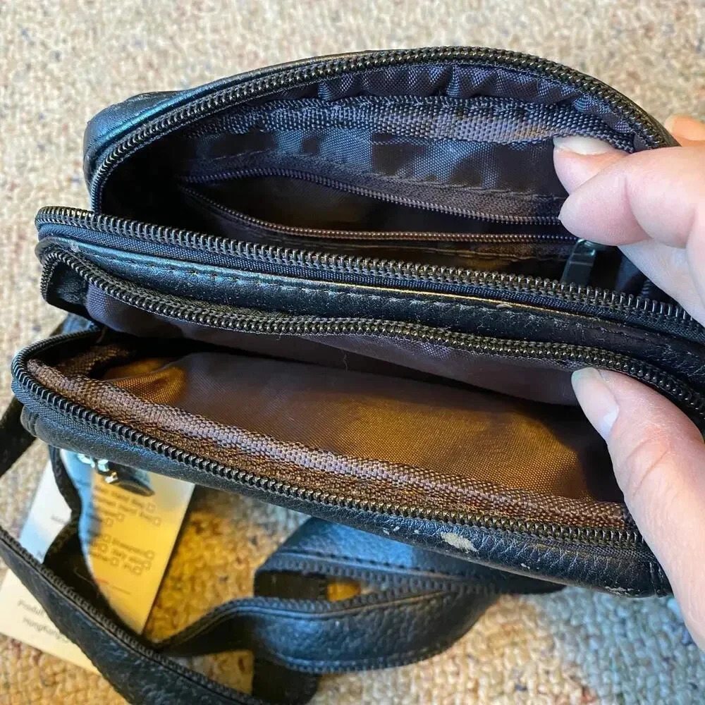 VTG Y2K XMPolo Black Faux Leather Crossbody Mini Purse Wallet Adjustable Strap - Picture 3 of 10